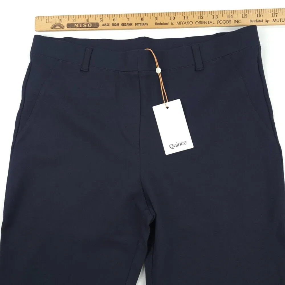 NWT Quince Ultra-Stretch Ponte Straight Leg Pants Navy Old Money Quiet Luxury - Picture 2 of 8